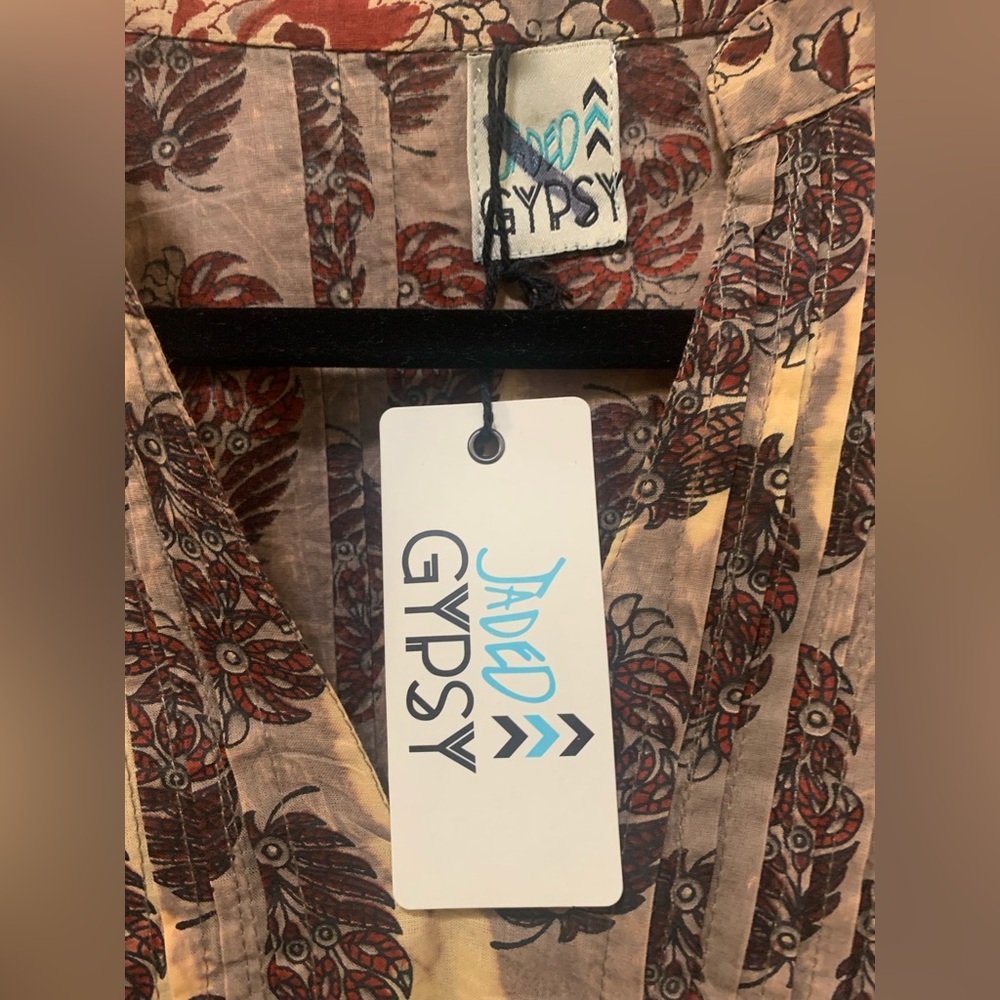 Jaded Gypsy Oversized Boho Tunic Paisley Block Print Slouchy Top - Picture 5 of 5